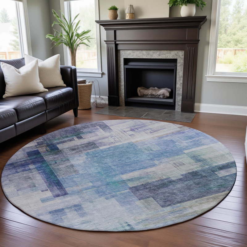 Premium Machine Washable Nigel AMF1067 Squares Rug, Round 8'