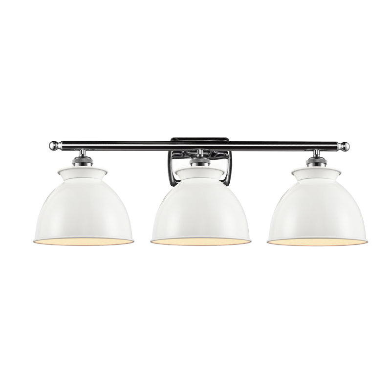Erastus 3 - Light Dimmable Vanity Light, Glossy White, 6 Watt Vinage LED Bulb, Polished Chrome
