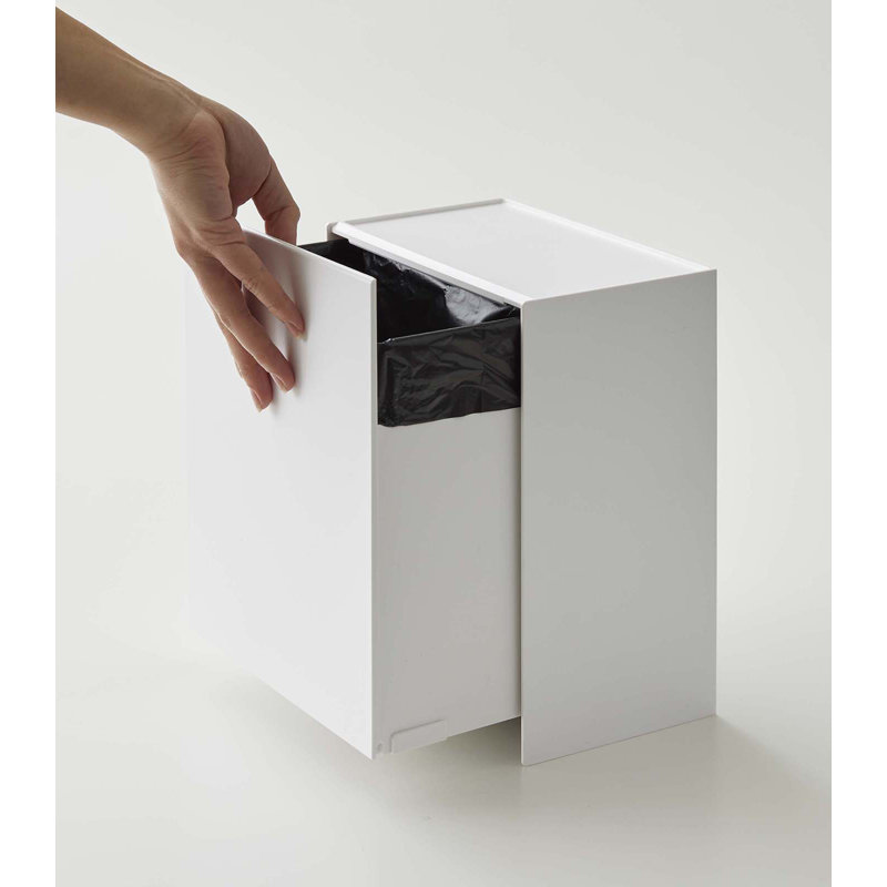 White Wall-Mounted Plastic Storage and Trash Bin