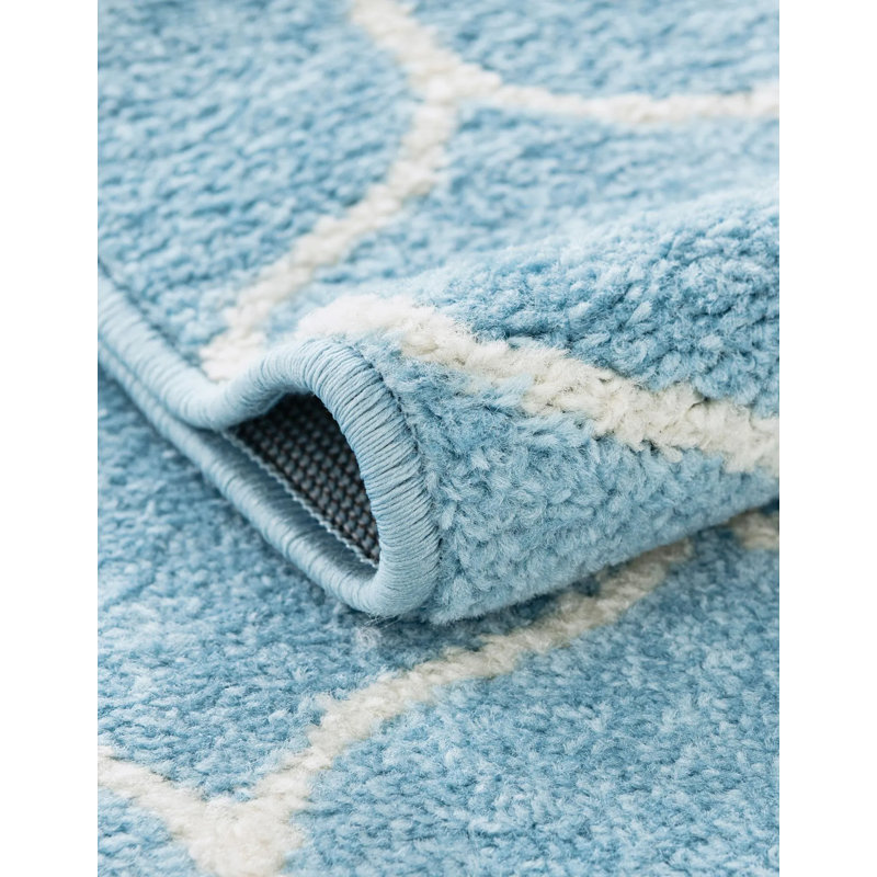 Tapis bleu clair Lllan, Rectangle 4 pi 1 po x 6 pi 1 po