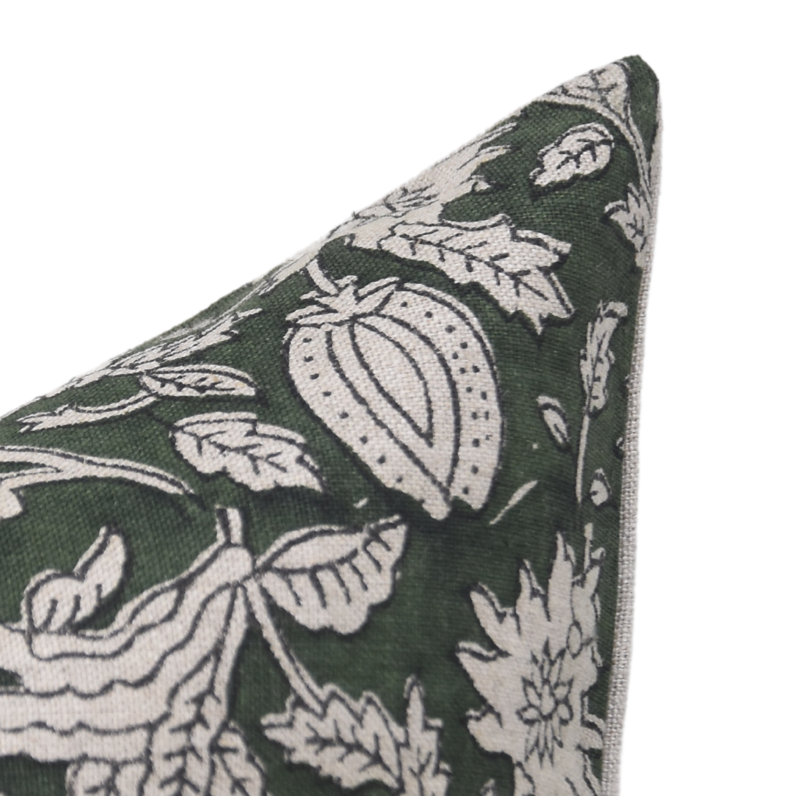 Coussin décoratif en lin Green Block, H 36 po x l 14 po