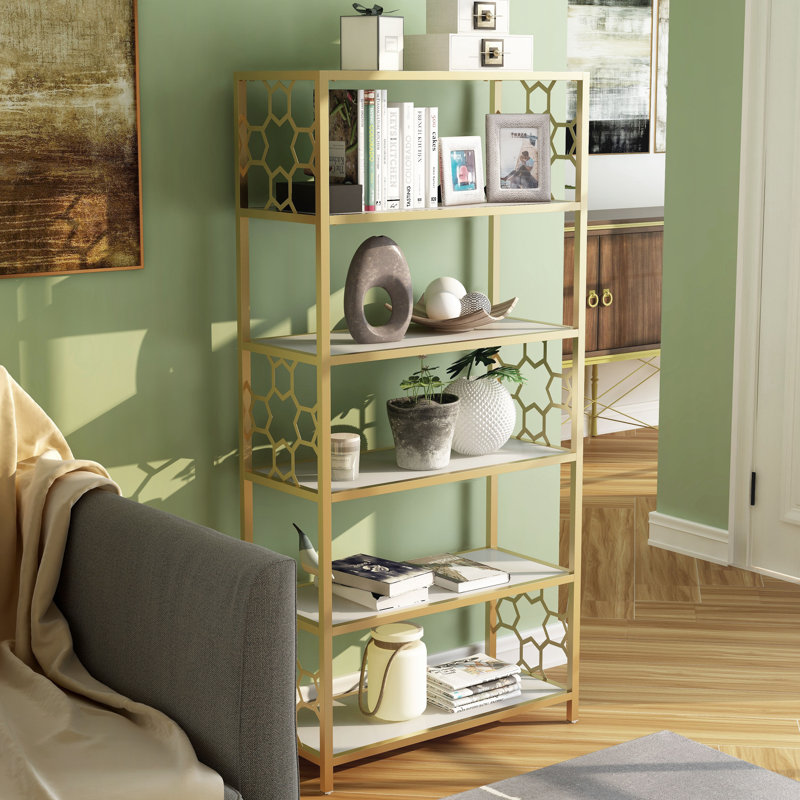 Cleo 62.37"H 5-Shelf Etagere Bookcase