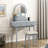 Elegant Gray Vanity With Led Lighted Mirror, 4 Smooth - Gliding Drawers And Padded Stool For Bedroom Decor Modern Matching Functionality Style Fusion-940560004