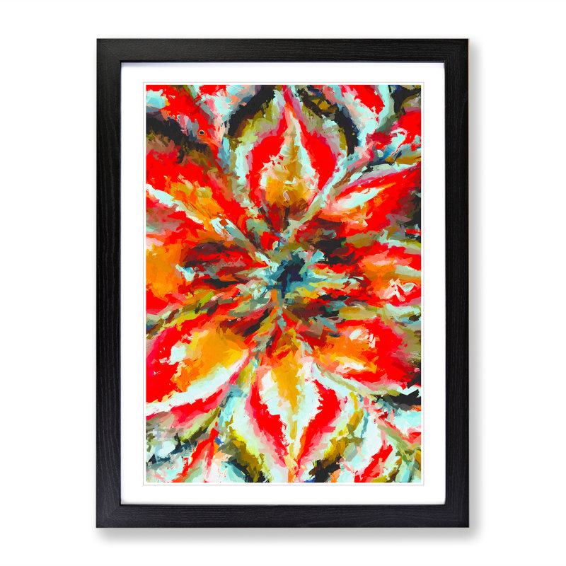 Floral Explosion Abstract - Single Picture Frame Print, Black, 64cm H x 46cm W