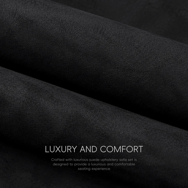 Ensemble de salon inclinable manuel en microfibre 3 pièces, Black
