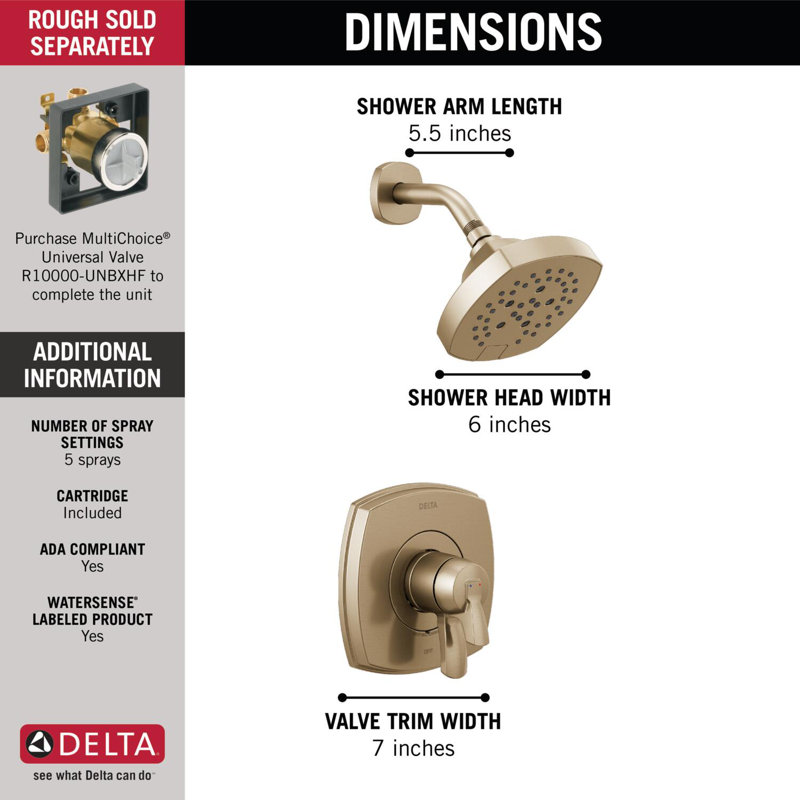 Stryke Shower Faucet Trim with H2Okinetic, Gold