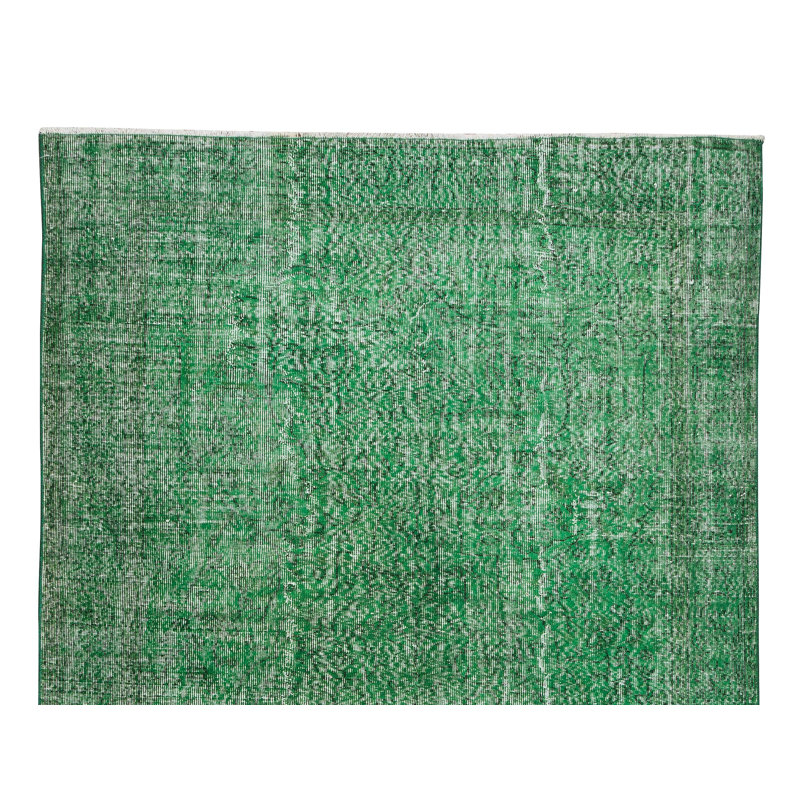 Tapis vert 6,5 x 10 pi, tapis en laine turque fabriqué à la main sur fond vert