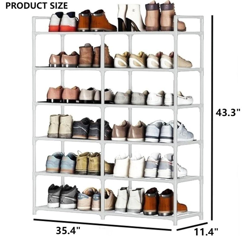 Bamboo White Multi-Tier Free Standing Stackable Shoe Rack for Entryway