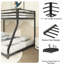 Lit, lit superposé en métal noir et adulte, lit superposé surélevé au-dessus d'un lit double avec échelle et garde-corps, escalade facile, lits pour la chambre à coucher
