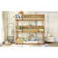 Lit superposé triple en bois d'hévéa, lit élégant de couleur chêne blanc avec options amovibles-989625090