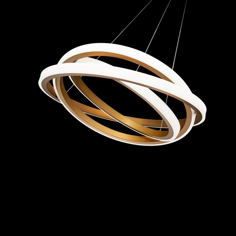 Veloce 1 - Light Unique Geometric Chandelier, 7" H x 26" W x 26" D, Aged Brass