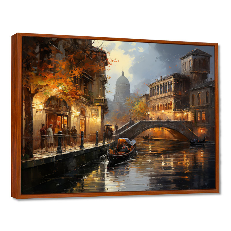 Italie, Italie, réflexions vénitiennes II, impression sur toile, H 30 po x l 40 po x P 1,5 po, Cadre flottant brun