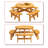 Raeis 70.05'' Outdoor Picnic Table with 4 Built-in Benches, Round Outdoor Table with Umbrella Hole , Seats Up To 8 Persons-964245598