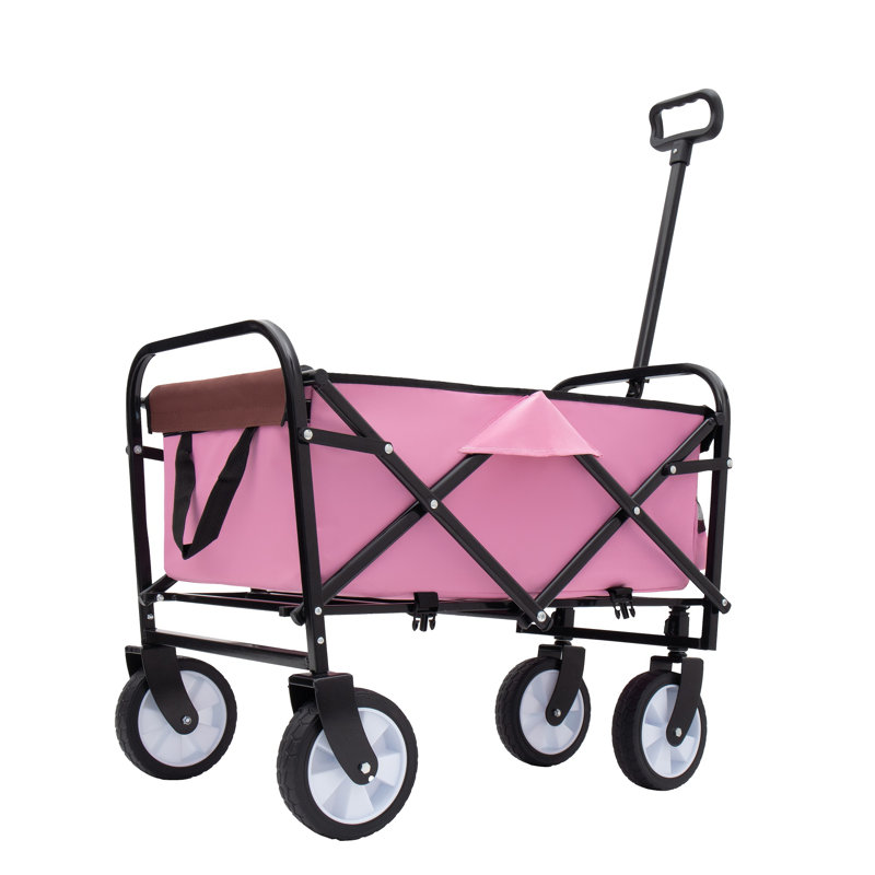 Foldable Folding 4 Wheel Trolley, Pink
