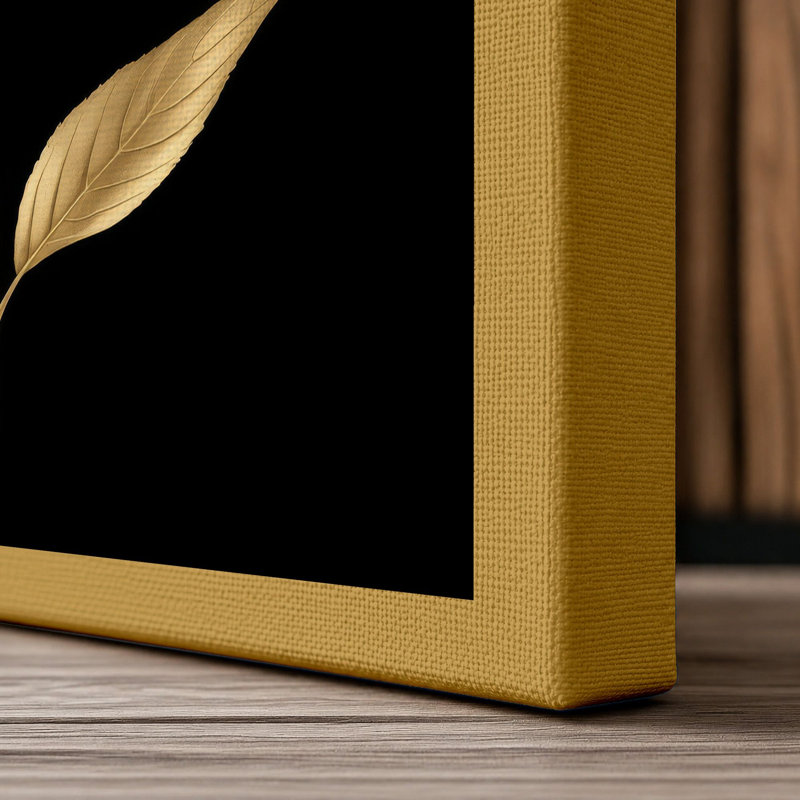 Golden Bloom Study Botanical - Wrapped Canvas, 18x12 - 45.7 x 30.5 cm, Ochre Border