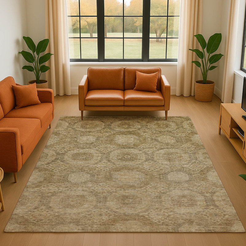 Premium Machine Washable Alaina AMF1925 Panels Rug, Rectangle 3' x 5'
