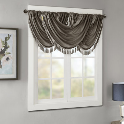 Elena Faux Silk Waterfall Embellished 38'' W Single Window Valance