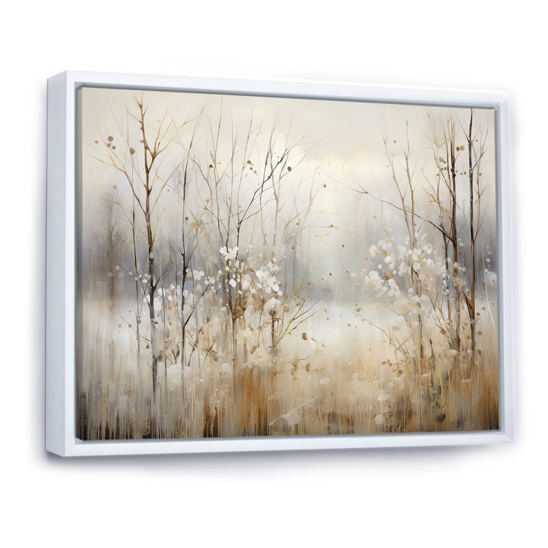 «Winter Meadow View calmness II», impressions sur toile Meadow, H 44 po x l 34 po, Reproduction avec cadre flottant, Blanc