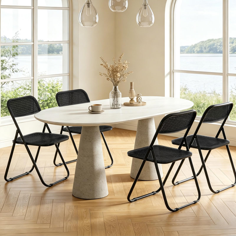 Plastic Stackable Folding Chair, AllBlack