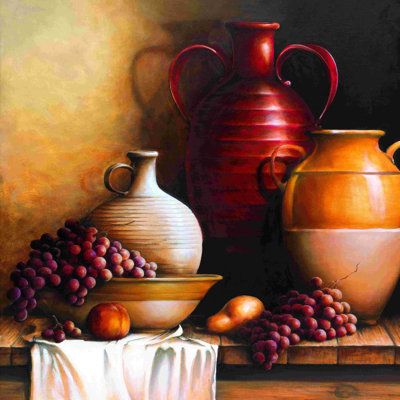 " Pots And Fruit " Painting Print