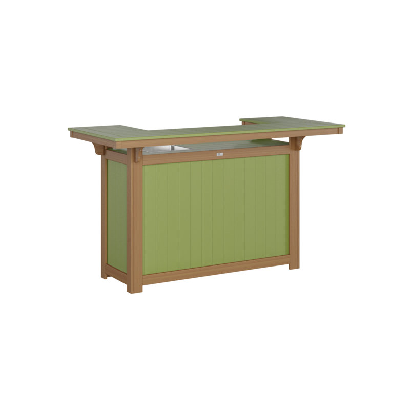 Outdoor Rectangle Bar Table, Kiwi Green, Natural Teak
