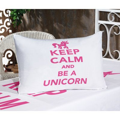 Drap-housse et coussin décoratif Ambesonne Keep Calm, rose et blanc