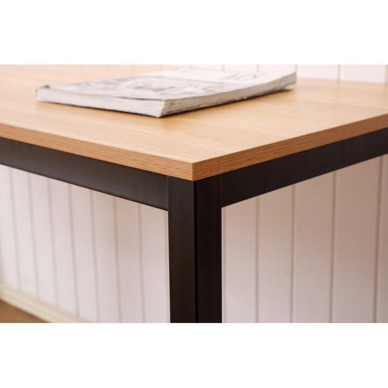 Rockett Metal Base Writing Desk, Teak/Black, 29.5" H x 63" W x 23.6" D