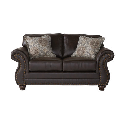 Leinster Fabric Upholstered Nailhead Loveseat In Espresso
