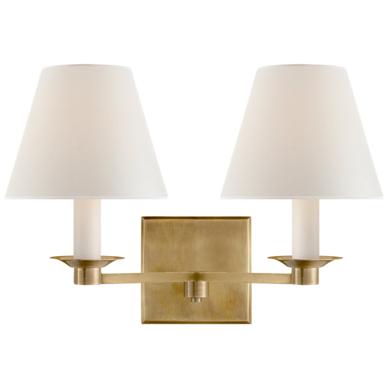 Ralph Lauren Evans Double Arm Sconce, Natural Brass