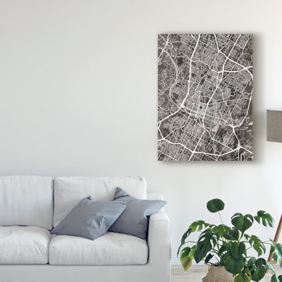 « austin texas city map black », impression sur toile tendue