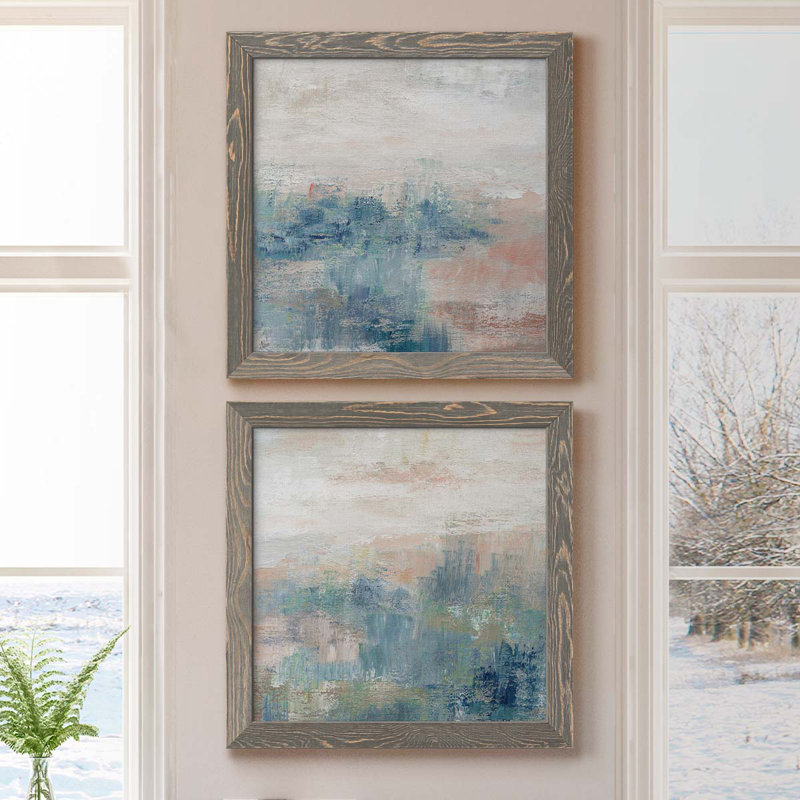 Cottage Grove I - ensemble de 2 peintures, Cadre en papier gris, H 17 po x l 34 po x P 1,5 po