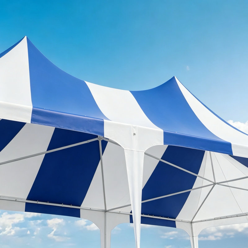 26 ft x 13 ft Extra Large Party Tent Steel Frame Waterproof UV Protection Outdoor Canopy, Blue/White