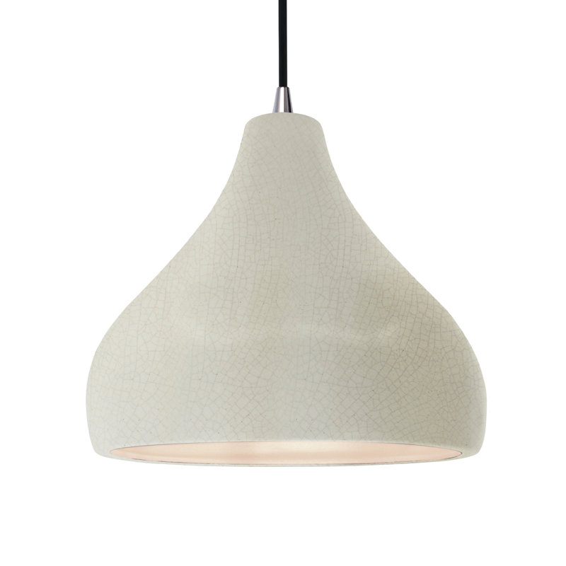 Luminaire suspendu à 1 lumière Meydan, H 9,5 po x l 13,5 po x P 13,5 po, DEL (intégrée), Blanc craquelé / nickel noir