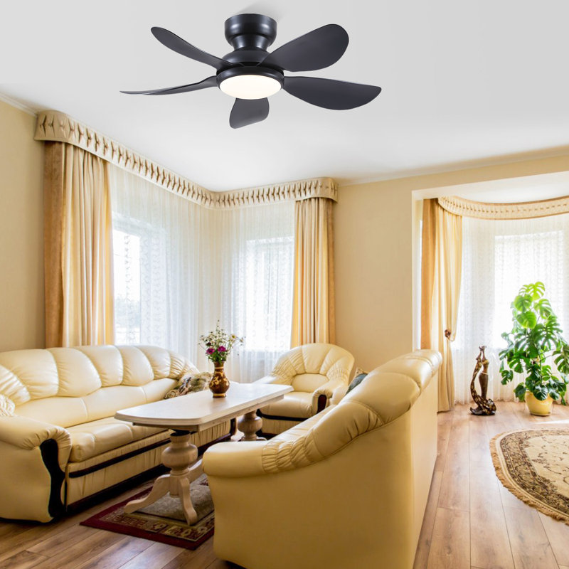 Ventilateur de plafond encastré 36 "avec lumière et télécommande / app, 36" Wide, Black