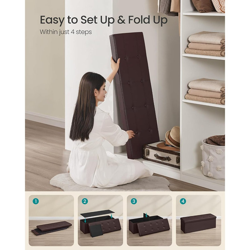 Folding Storage Ottoman Bench