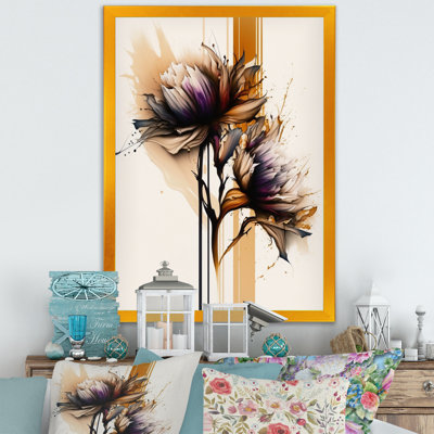 «Orange Dahlia Flower on Abstract Fusion III», impression sur toile