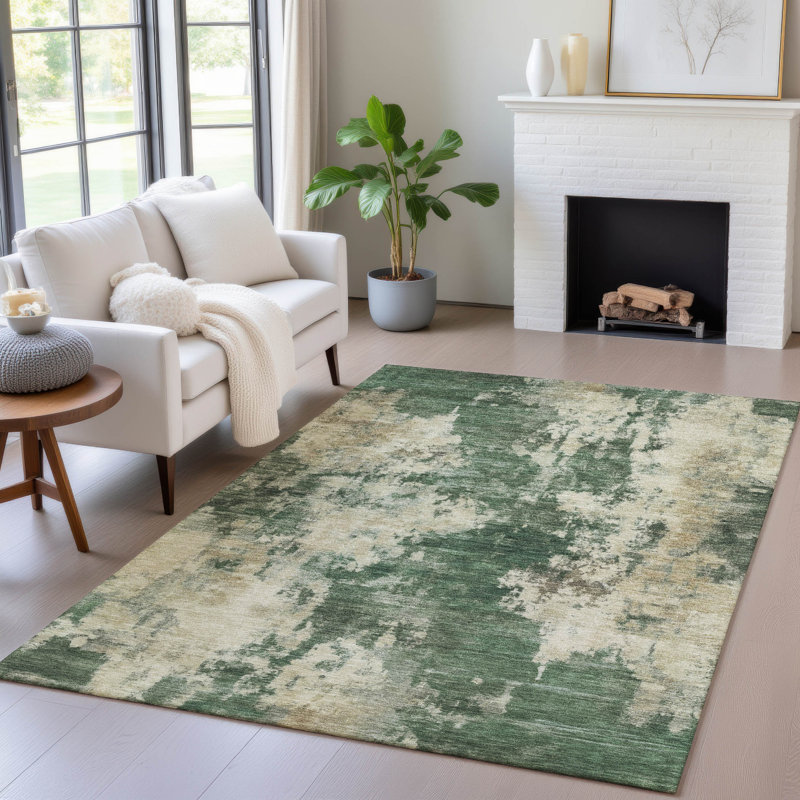 Tapis intérieur / extérieur lavable à la machine Xhevrie, Rectangulaire 8 pi x 10 pi