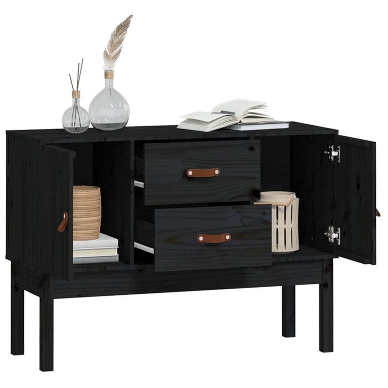 Mashaun 110cm Solid Wood Sideboard, Black