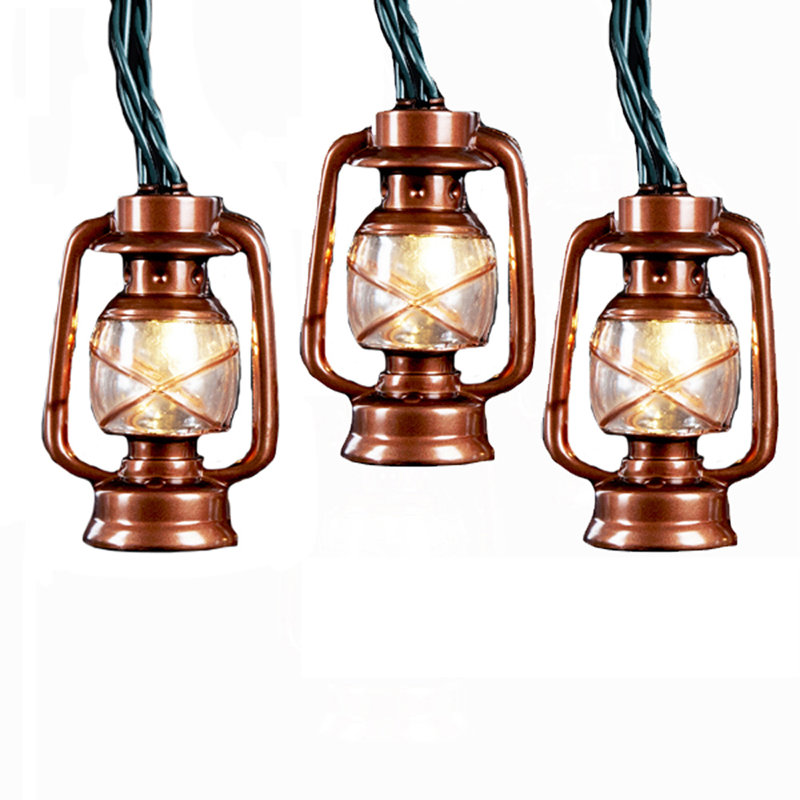 Kurt Adler 10-Light Antique Brass Outdoor Lantern String Lights