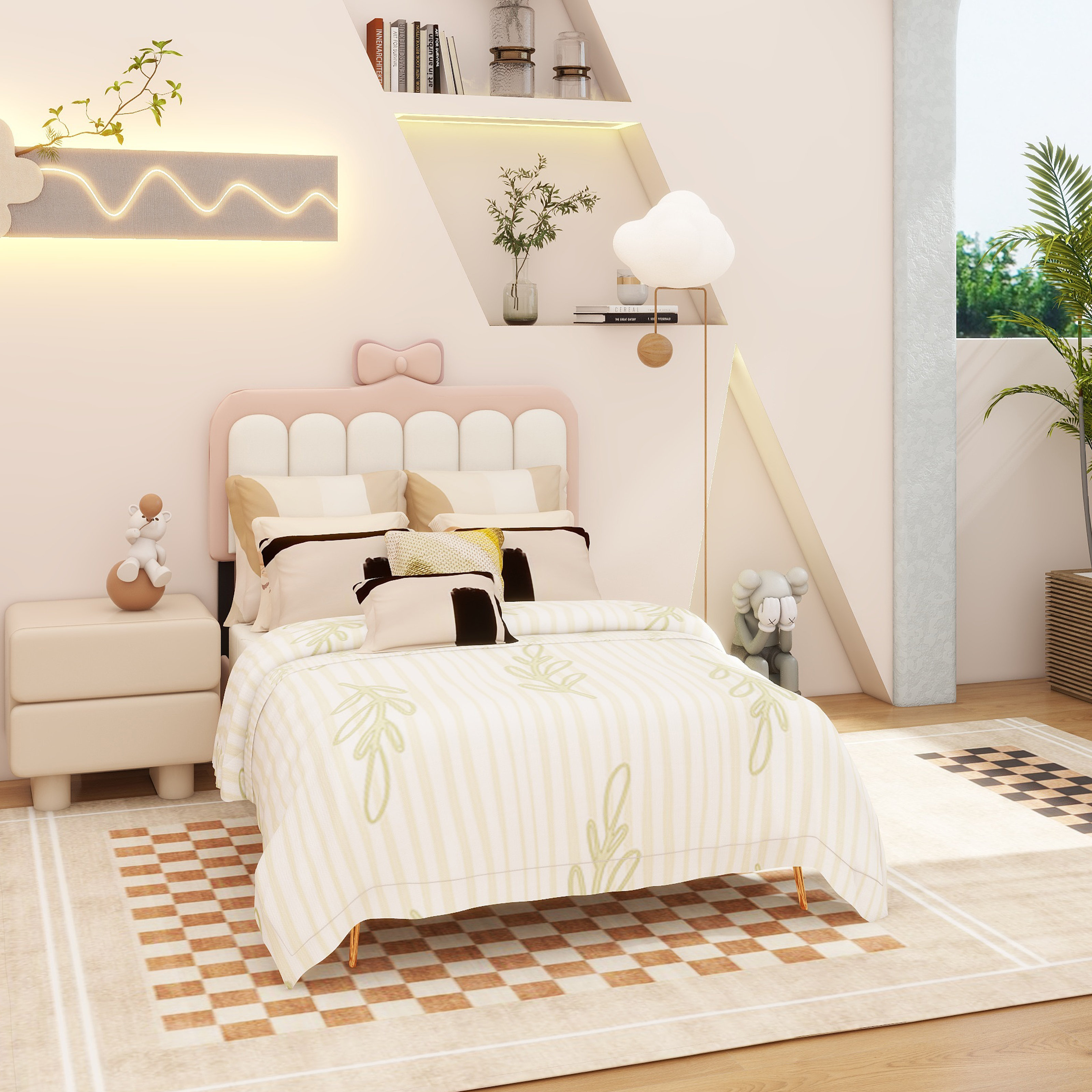 Gemma Violet Velvet Princess Bed With Bow-Knot Headboard, Platform Bed With  Headboard And Footboard,White+Pink | Wayfair, image size:3200x3200