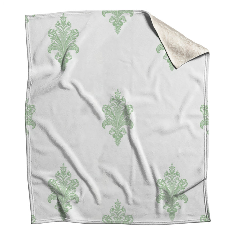 Green Damask Motif Blankets, 50in W x 60in H
