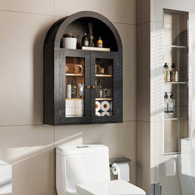 31.5"h Arch Wall Mounted Bathroom Cabinet, Black