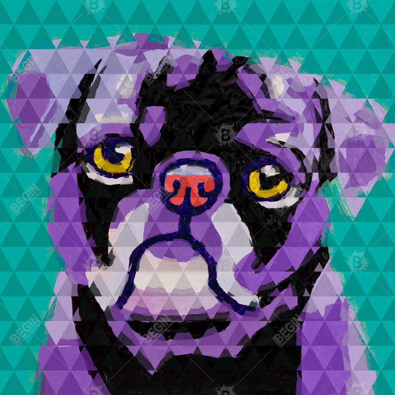 Geometric pug - 26"x26" Throw pillow cover - Poly twill - Print on demand