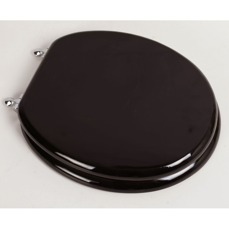 Round Toilet Seat and Lid, Oil Rubbed Bronze, Dark Brown Oak