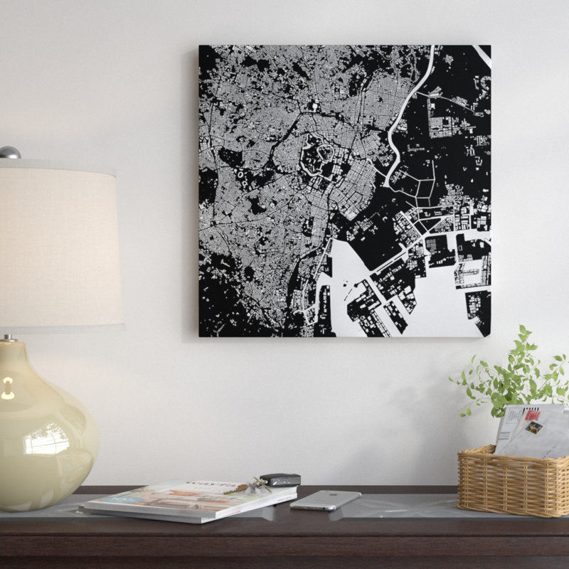 « tokyo », impression carrée sur toile tendue, H 12 po x l 12 po x P 1,5 po, Toile tendue, Pas de tapis
