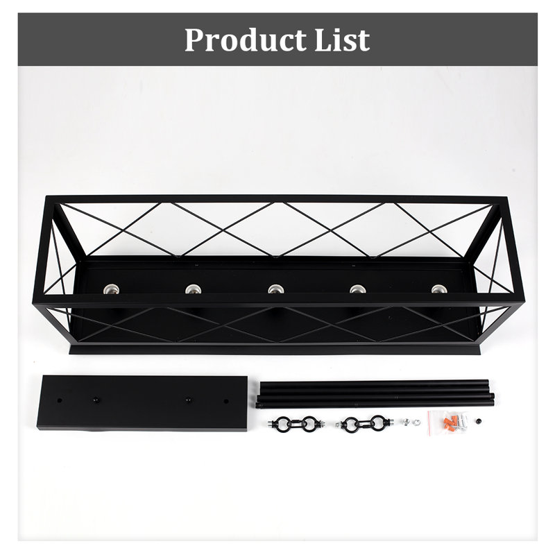 Ayling 5-Light 38" W Vintage Industrial Island Linear Chandelier with Rectangle Light Shade for Kitchen Island Dining Room