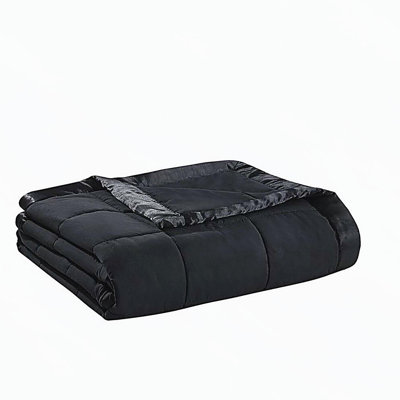 Lightweight Down Alternative Blanket with Satin Trim Black King