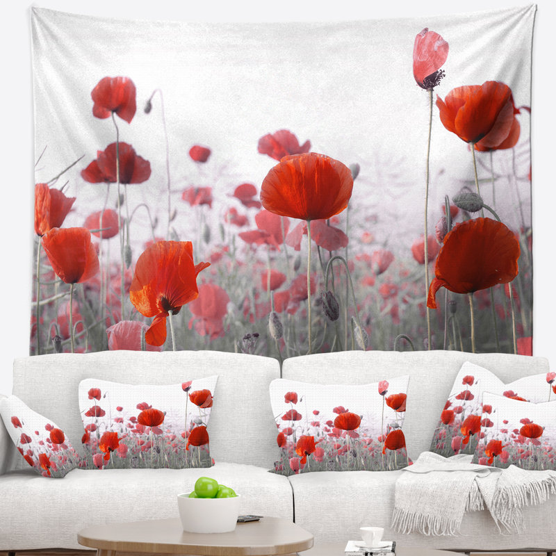 Tapisserie de jardin fleurie rouge incroyable, H 32 po x l 39 po