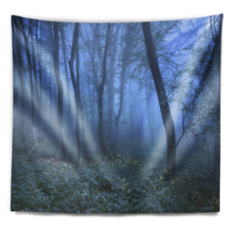 Paysage avec sentier tapissier bleu d'automne, H 32 po x l 39 po