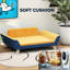 Chien orange avec coussin et housse lavable, support de planche multicouche, conception surélevée, lit de petite taille, toucher, construction, patins antidérapants, convient